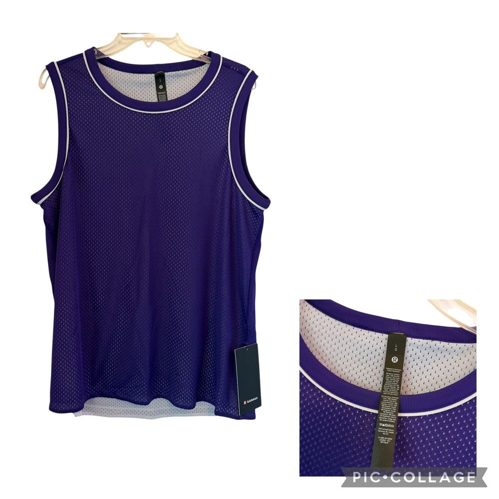 Lululemon Double-Layered Mesh Tank Basketball Jersey Purple Large NEW LM1403S